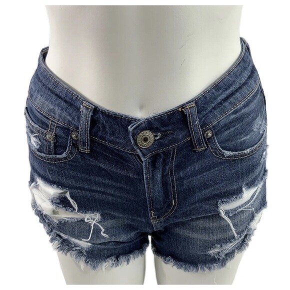 American Eagle TomGirl Shorts Distressed Jean Shortie 00 - Picture 1 of 11